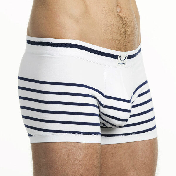 Bluebuck White Nautical Trunk - Navy Stripes - Side