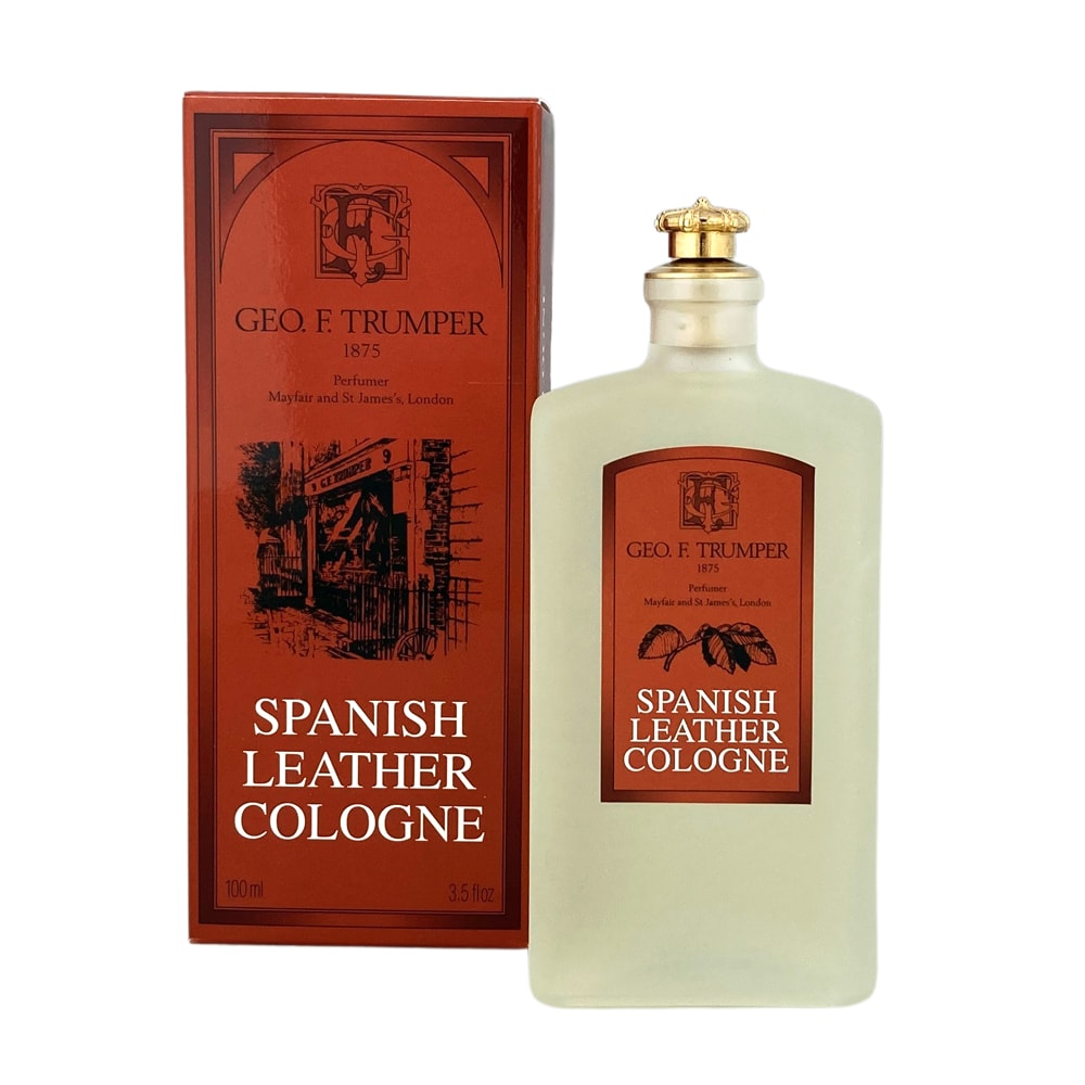 Geo F Trumper Spanish Leather Cologne - crown topped splash
