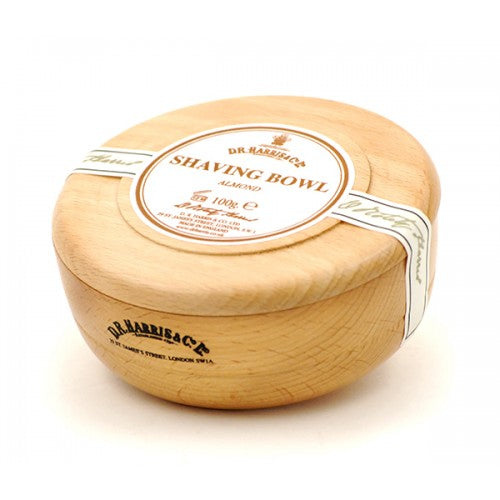 D R Harris Wooden Shave Soap Bowl - Beech - Almond (100g)