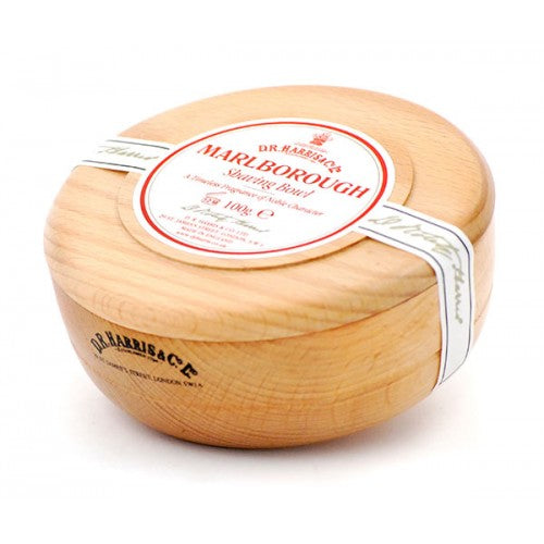 D R Harris Wooden Shave Soap Bowl - Beech - Marlborough (100g)