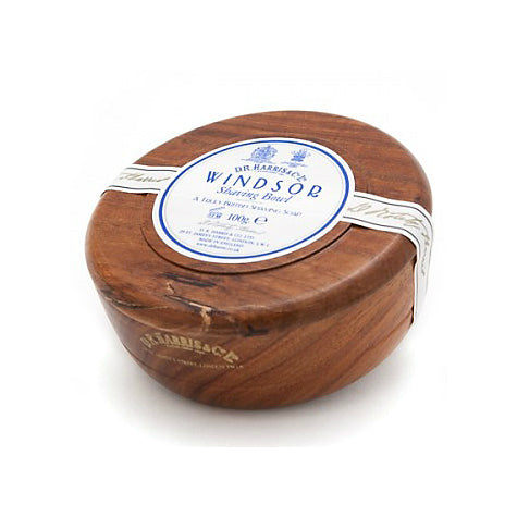 D R Harris Wooden Shave Soap Bowl - Mahogany - Windsor (100g